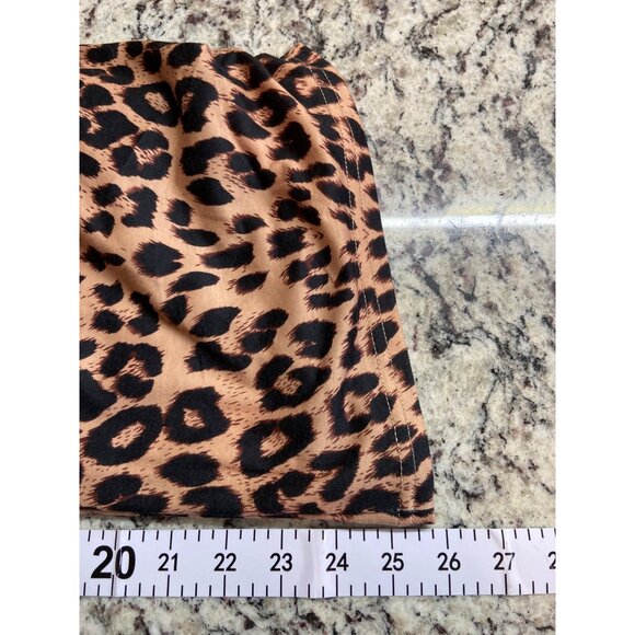 Womens Tunic Top L Brown Black Cold Shoulder Leopard Print Mob Wife Y2K - Picture 7 of 7